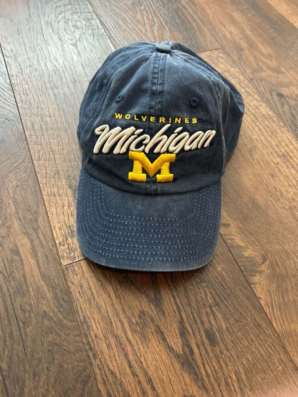 Fan Favorite Michigan Wolverines Navy Blue Script Adjustable Hat